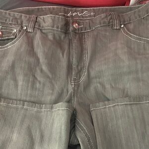 Women's Gray Jeans by INC, with Contrast Stitching and Bling size 20W